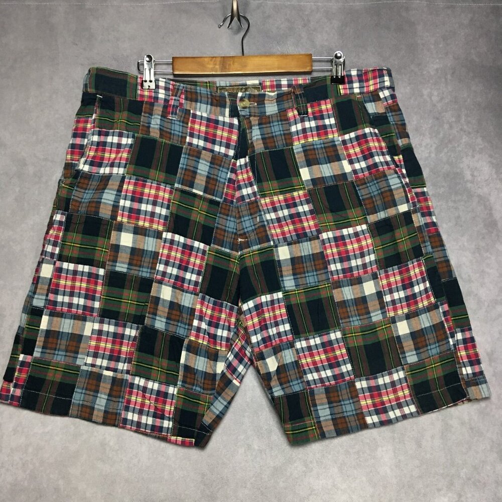 Siegfried Mens Patchwork Shorts‎ size 38 Multicolor Plaid Cotton India Quilt
